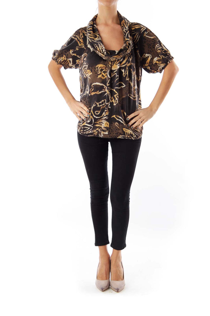 Brown Animal Print Blouse