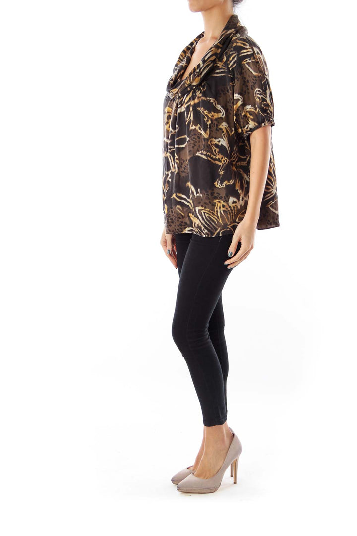 Brown Animal Print Blouse