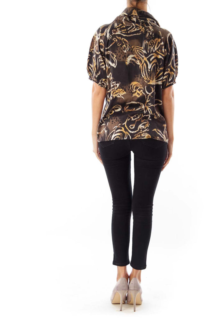 Brown Animal Print Blouse