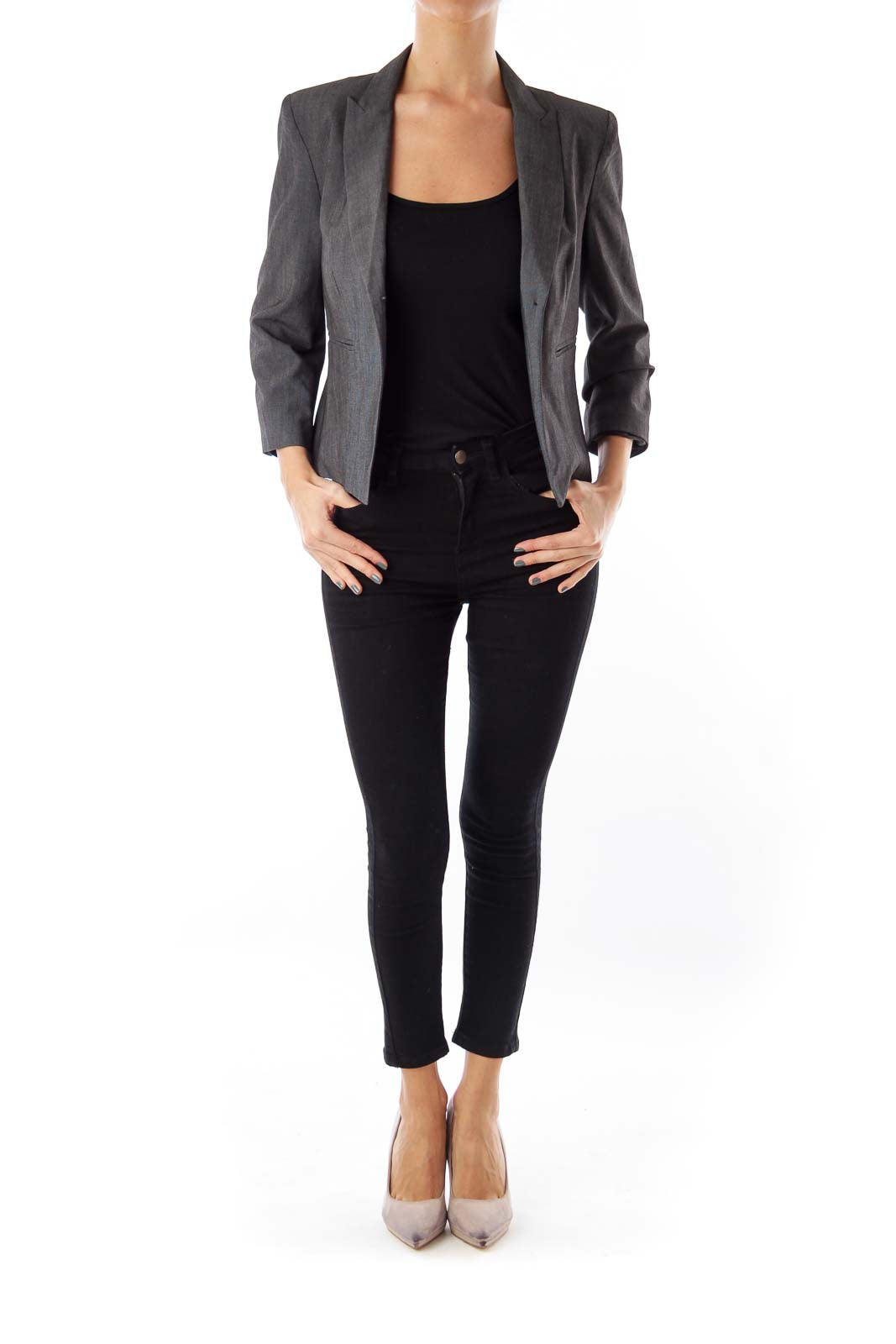 Charcoal Gray Crop Blazer