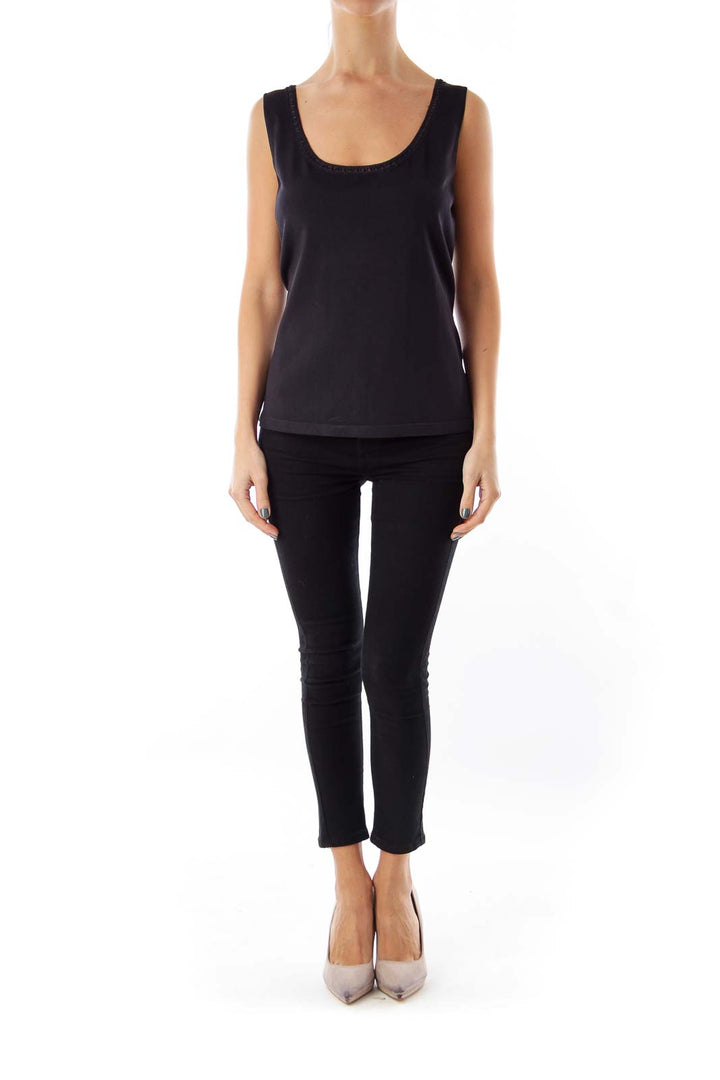 Black Neck Detail Top