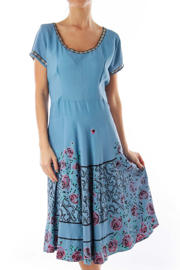 Blue Flower Print Dress