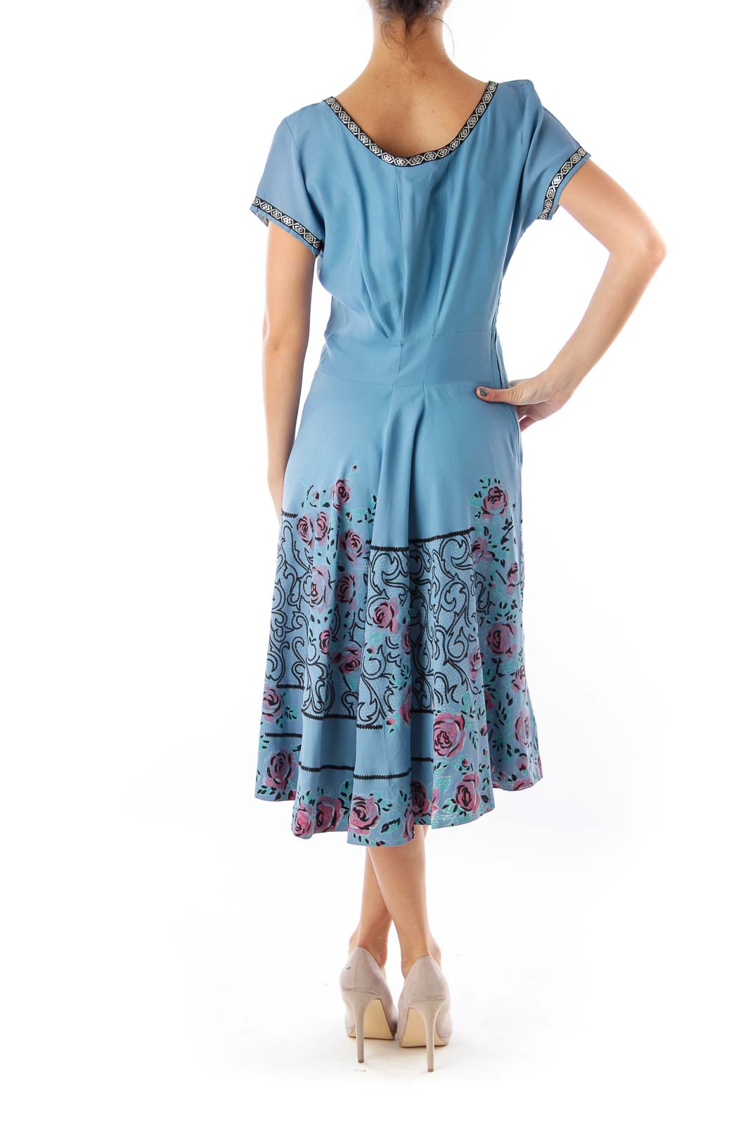 Blue Flower Print Dress