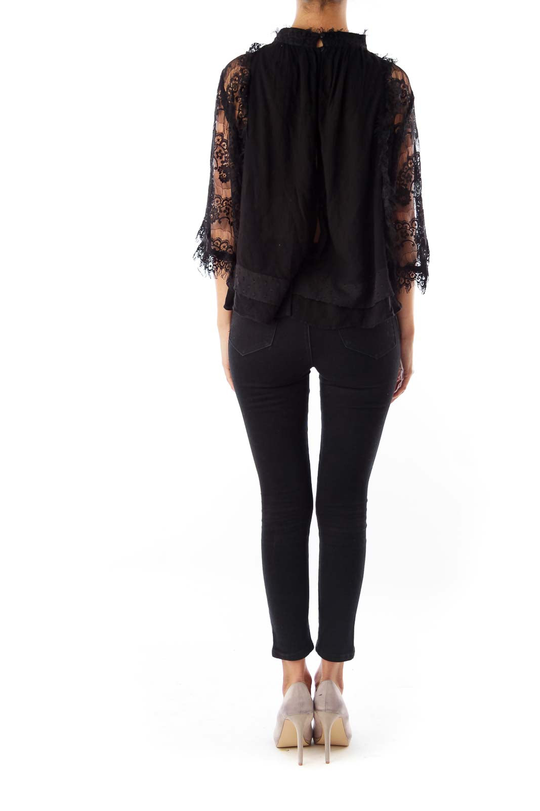 Black lace Crop Shirt