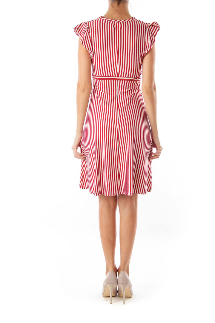 Red Stipe Cap Sleeve Dress