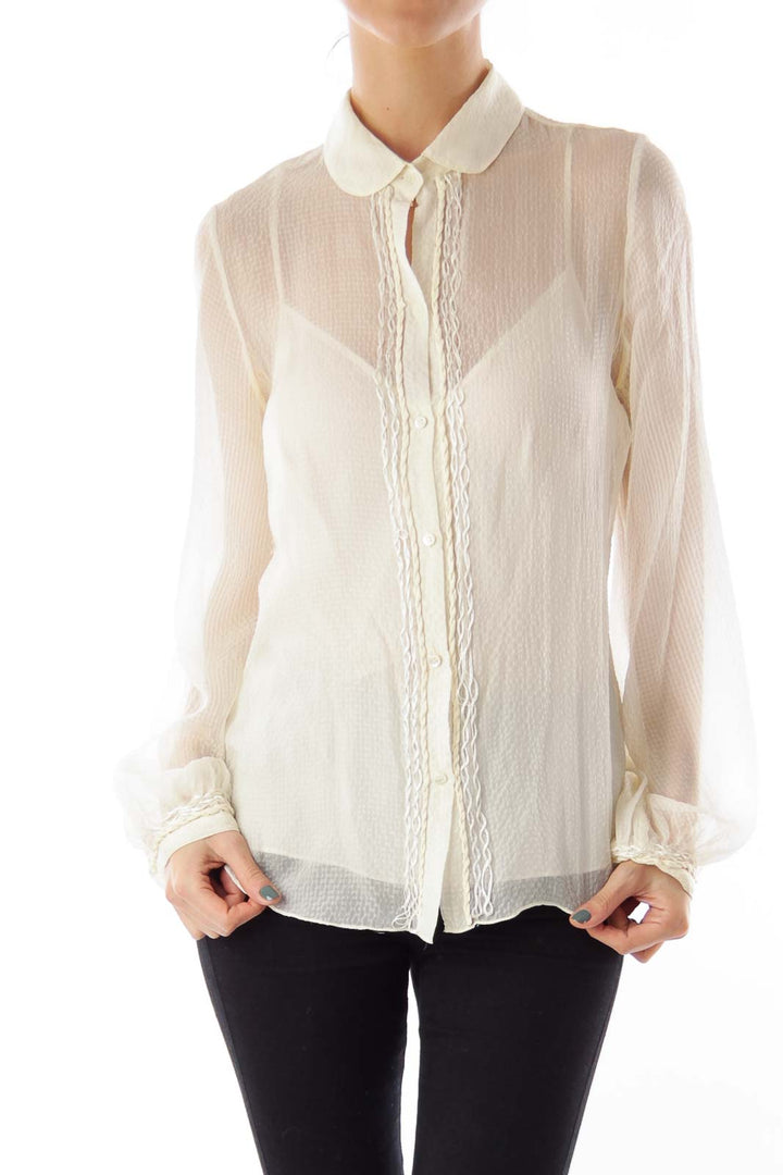 Cream Long Sleeve Blouse