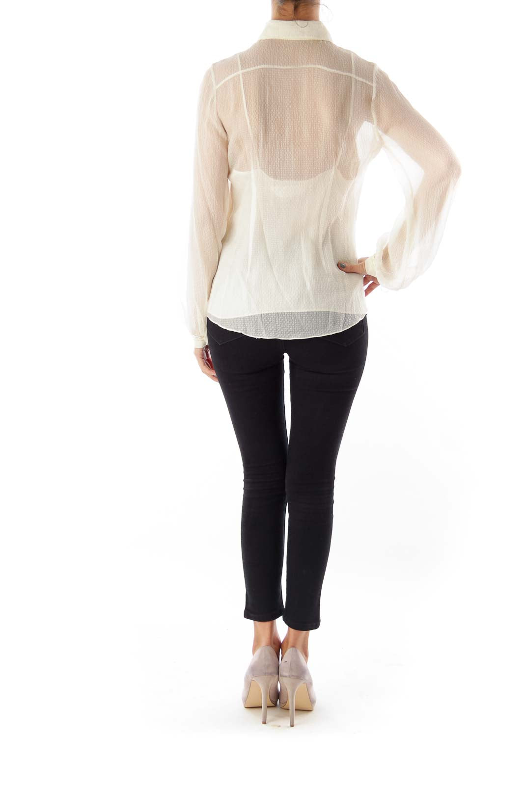 Cream Long Sleeve Blouse