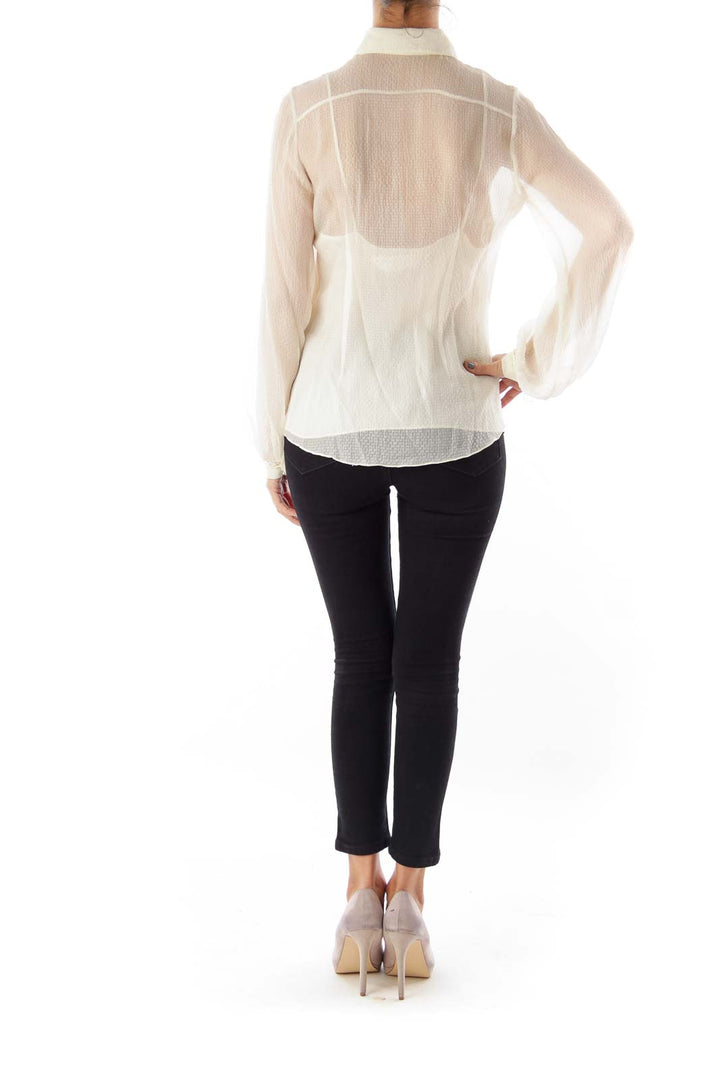 Cream Long Sleeve Blouse