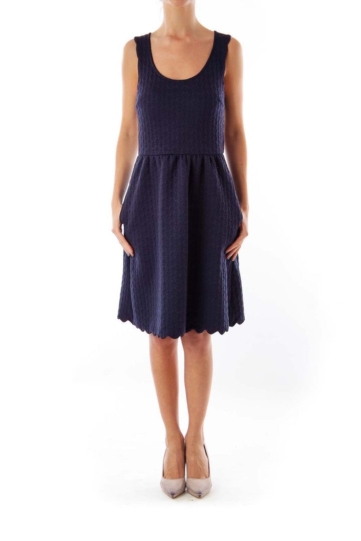 Navy Scalloped Dress