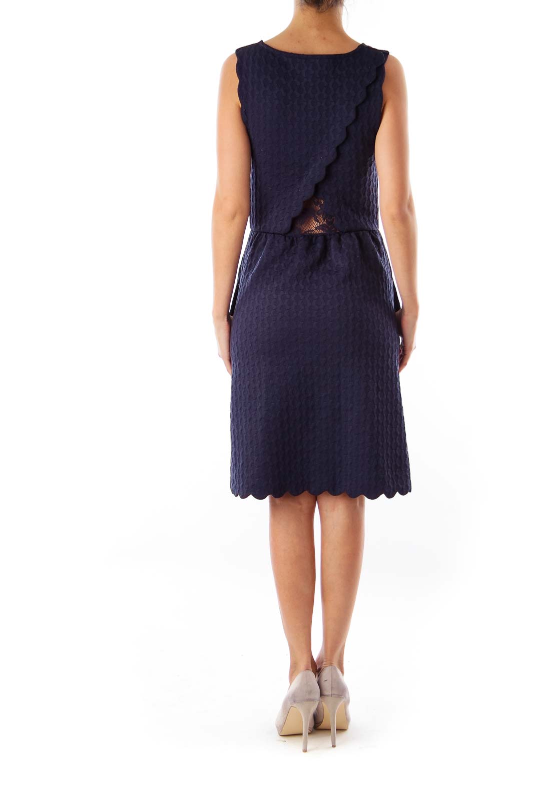 Navy Scalloped Dress