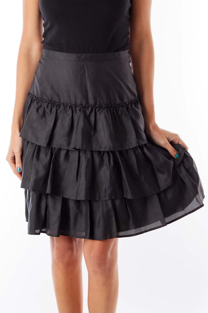 Black Ruffle Mini Skirt