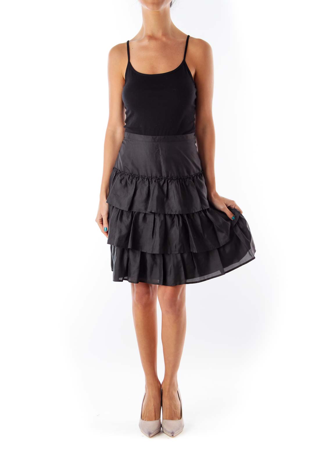 Black Ruffle Mini Skirt