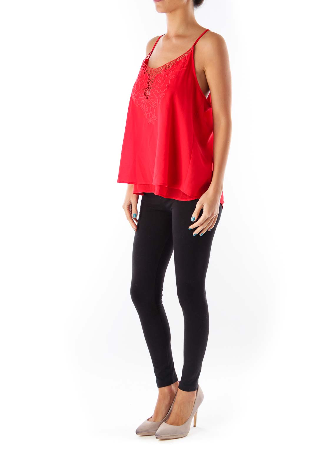 Red Flower Embroider Top