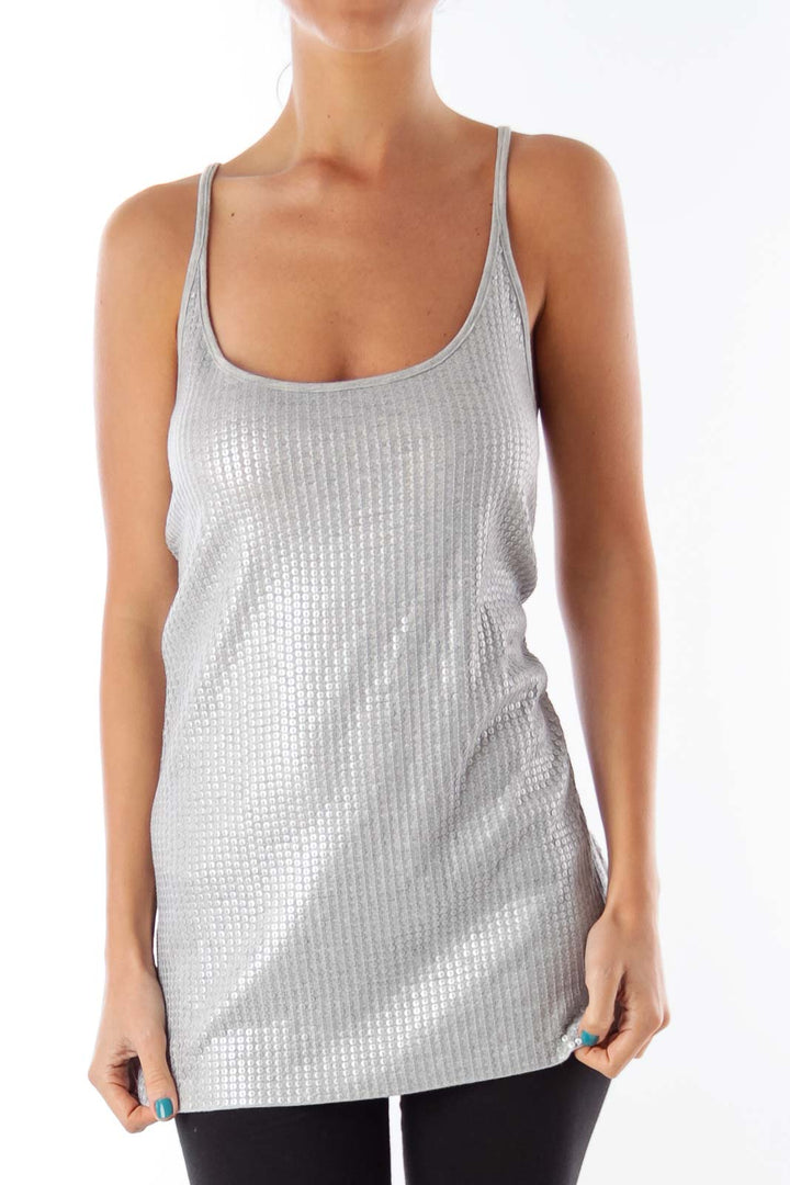 Gray Sequin Tank Top