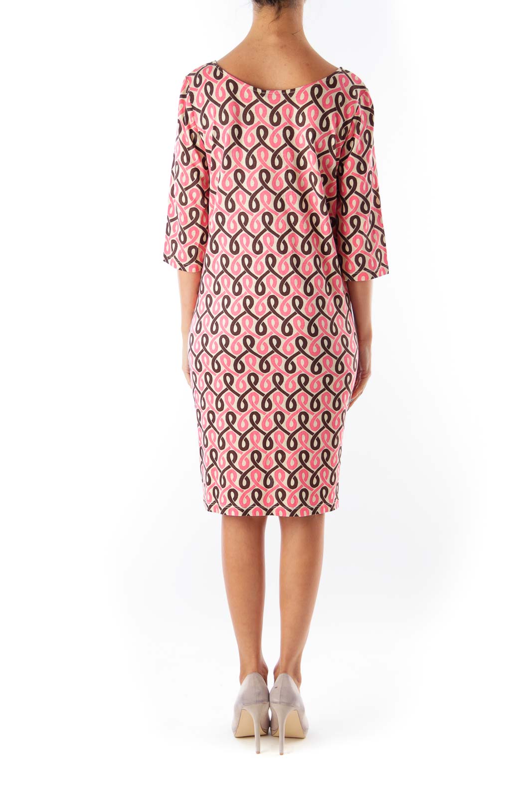 Pink & Brown Print Shift Dress