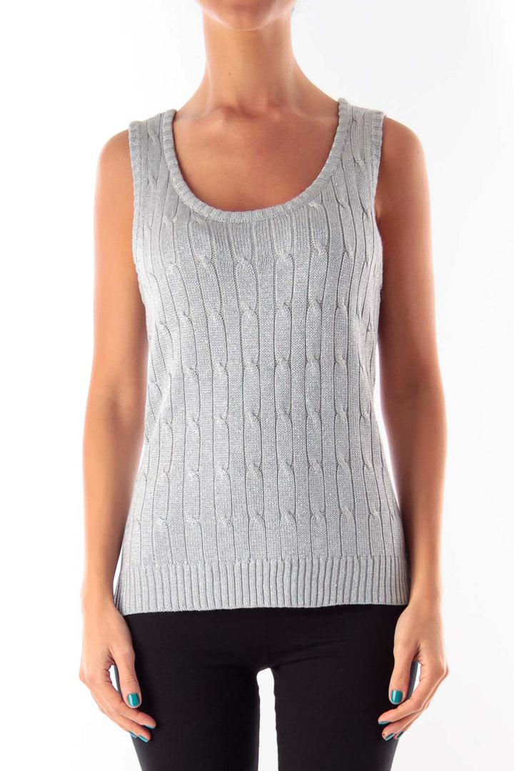 Silver Cable Knit Top