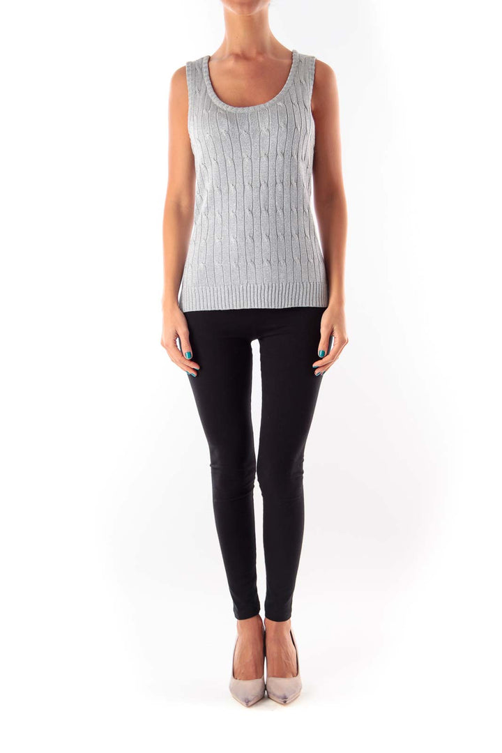 Silver Cable Knit Top