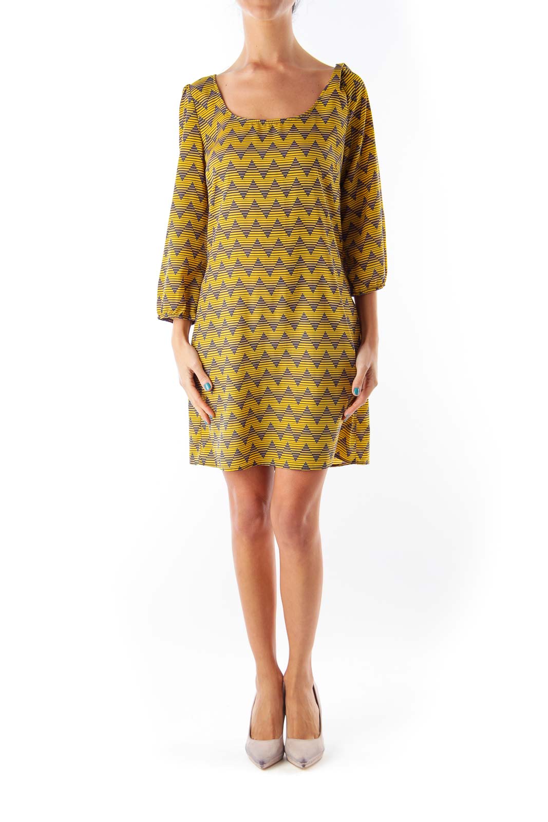 Yellow & Blue Print Dress