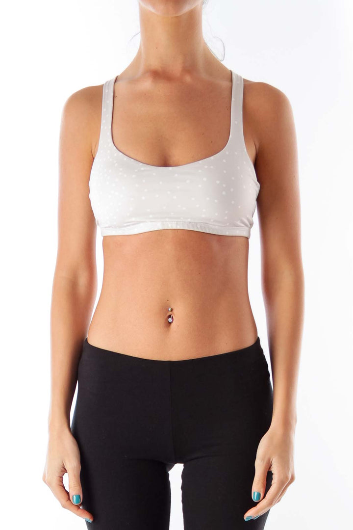 Beige Polka Dot Sports Bra