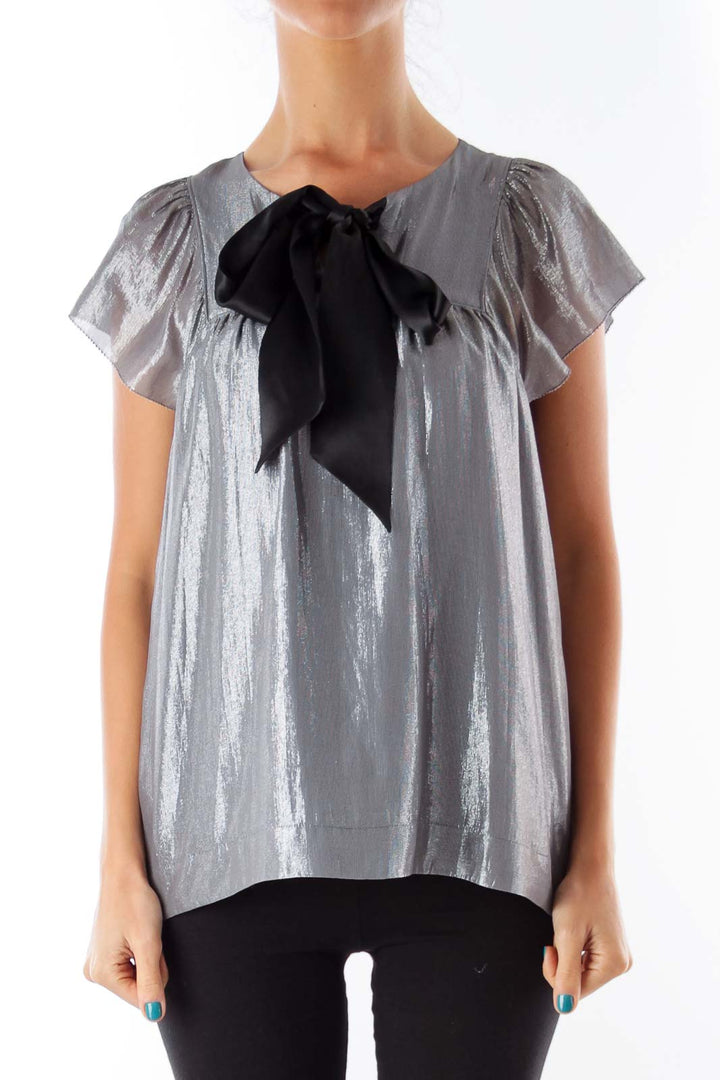 Silver Metallic Bow Shirt