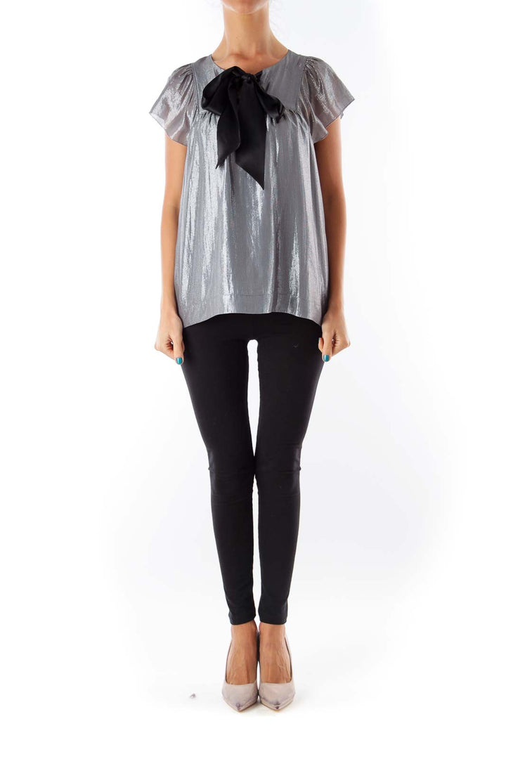 Silver Metallic Bow Shirt