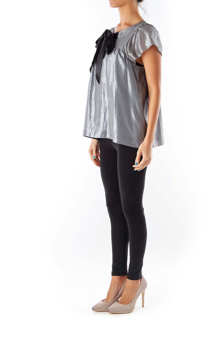 Silver Metallic Bow Shirt