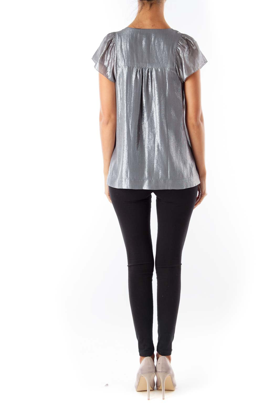 Silver Metallic Bow Shirt