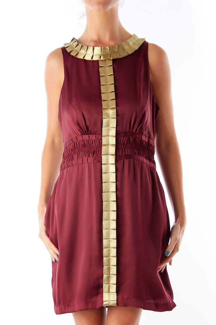 Burgundy & Gold Trim Dress