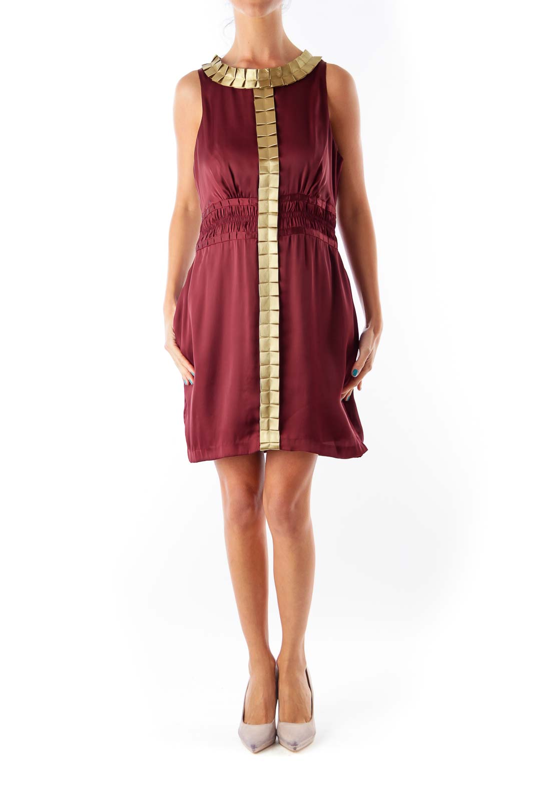 Burgundy & Gold Trim Dress