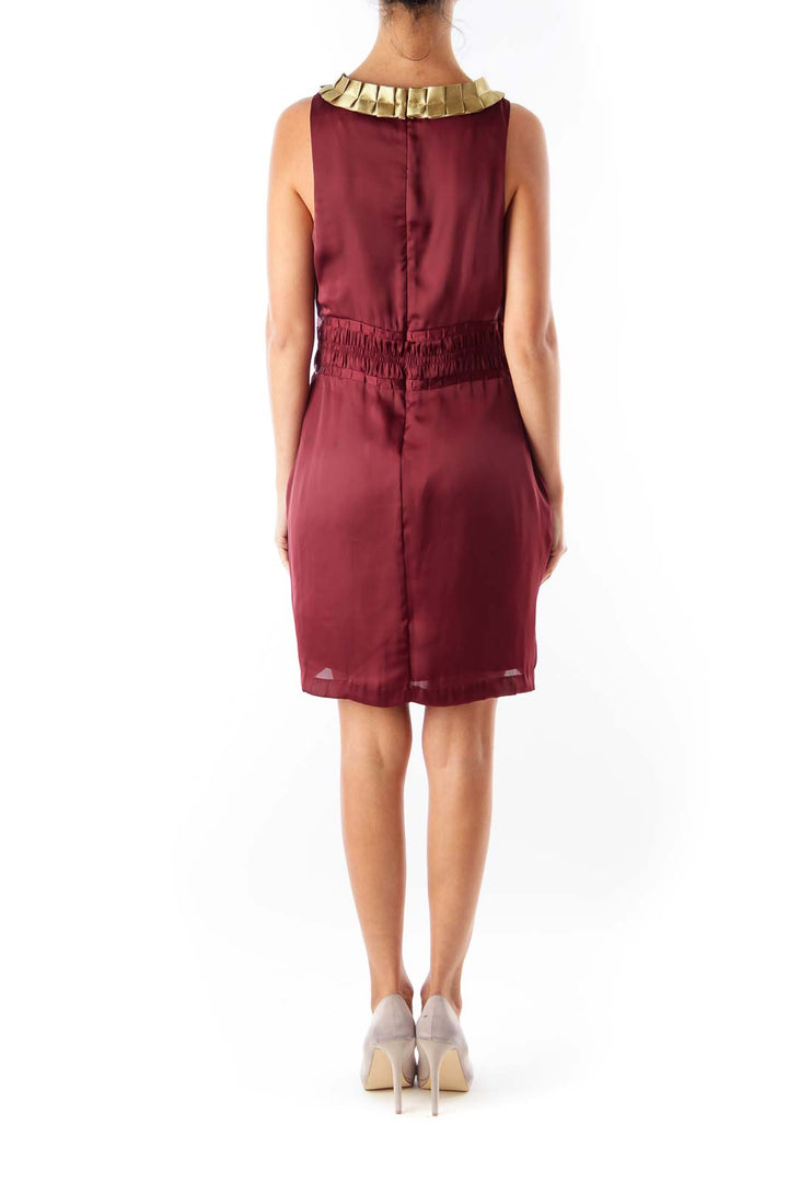 Burgundy & Gold Trim Dress