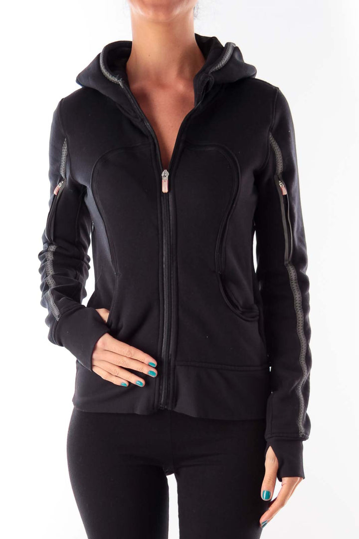 Black Neoprene Hooded Jacket