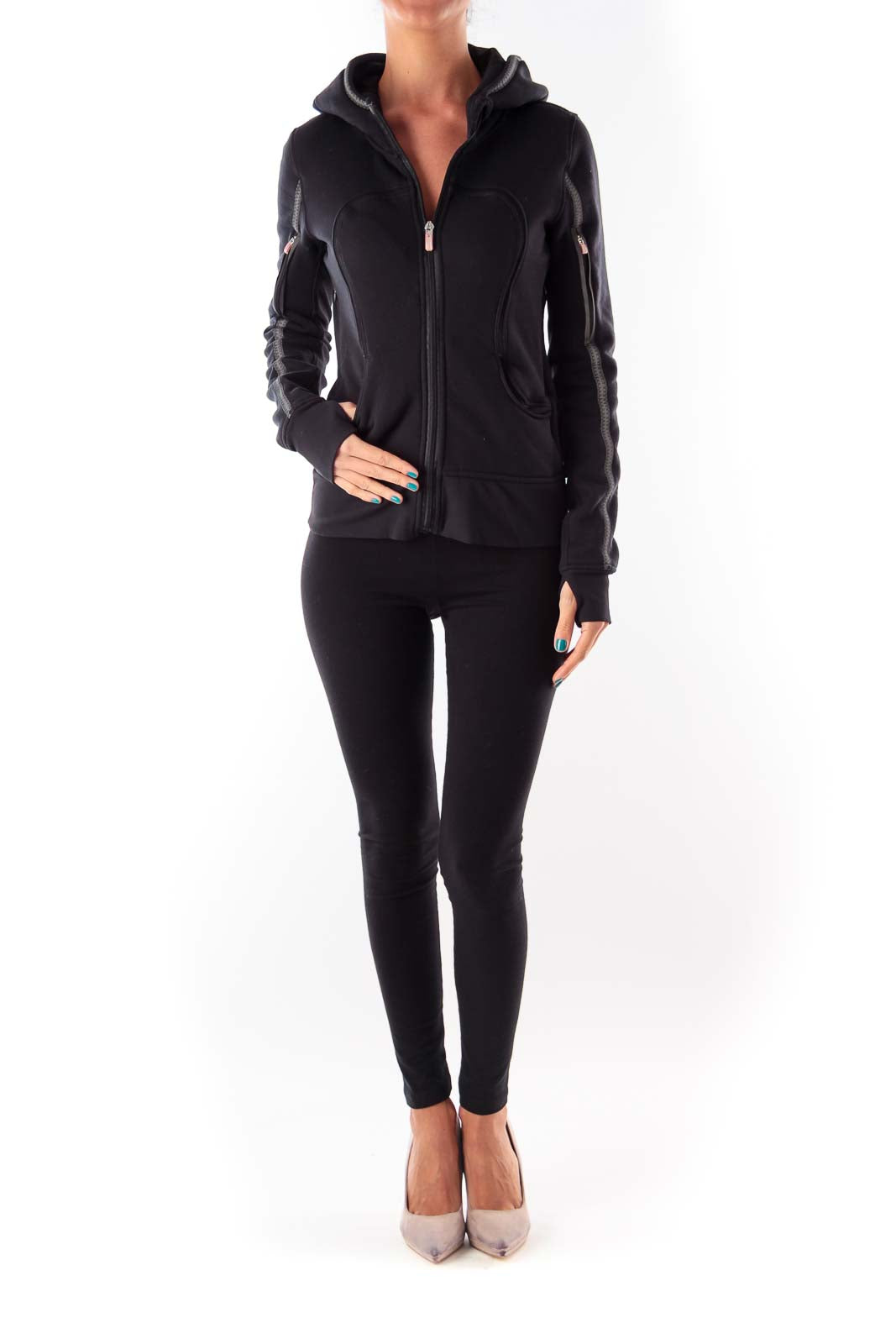 Black Neoprene Hooded Jacket