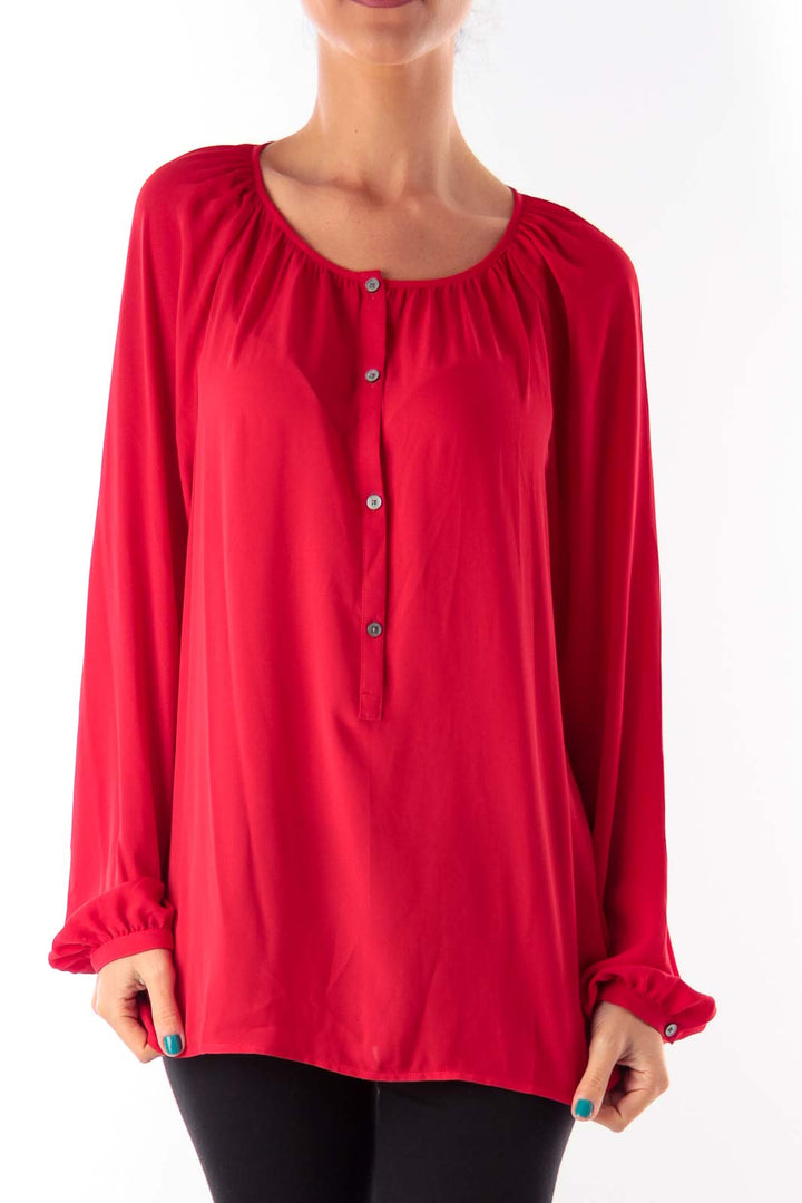 Red Long Sleeve Blouse