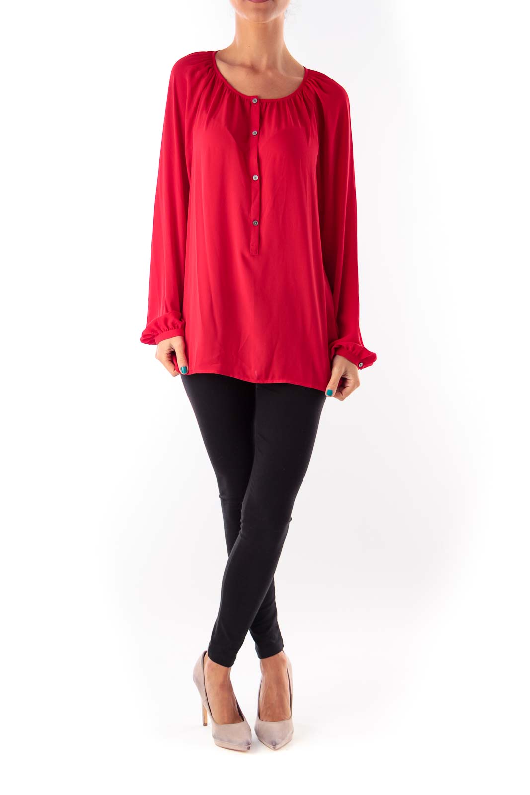 Red Long Sleeve Blouse