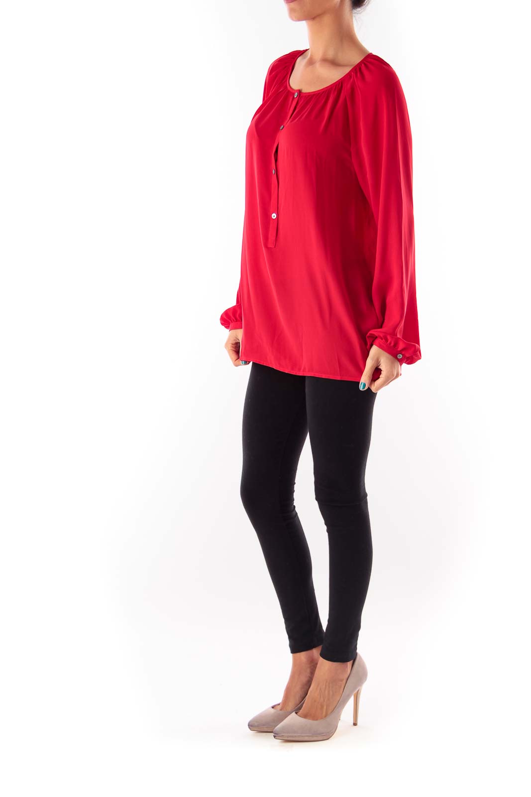 Red Long Sleeve Blouse