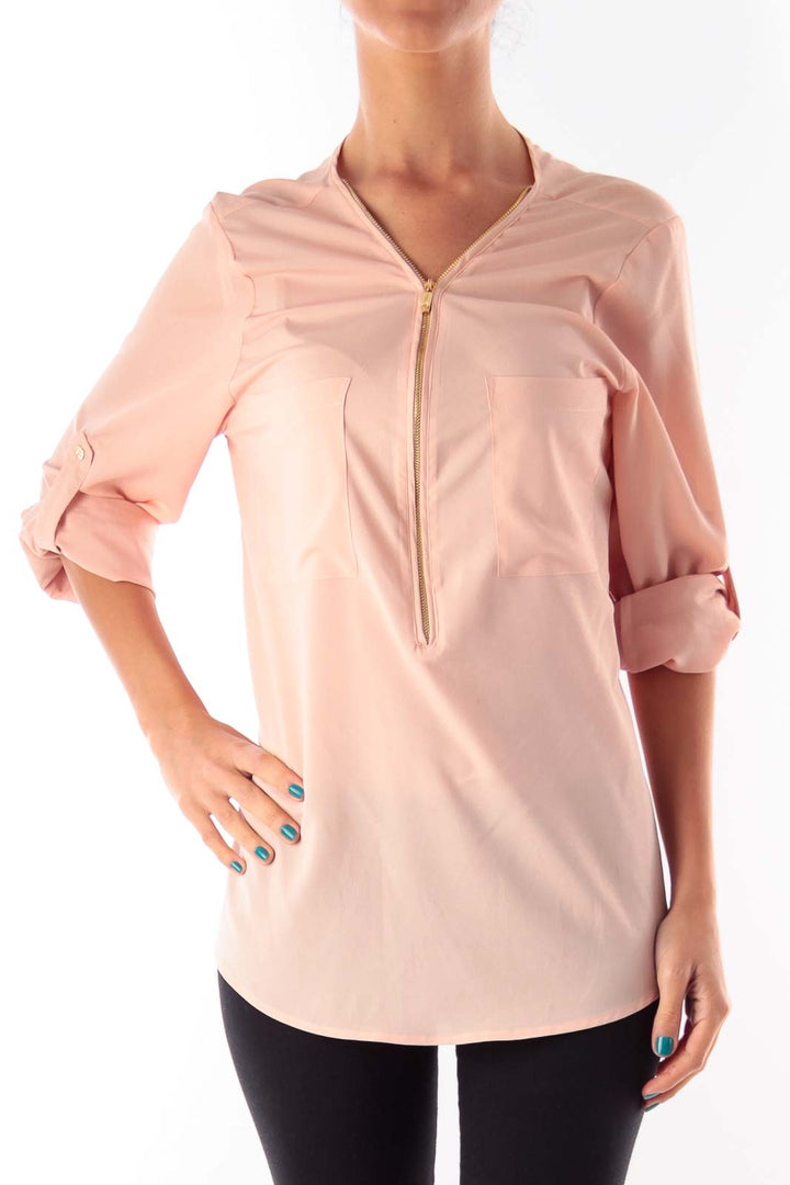 Rose Front Ziper Blouse