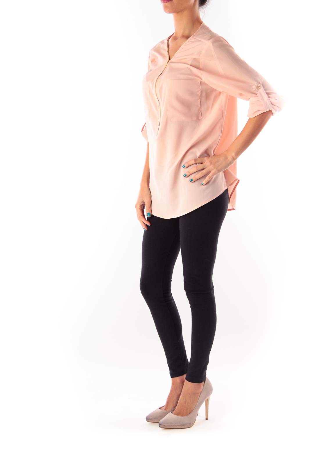 Rose Front Ziper Blouse