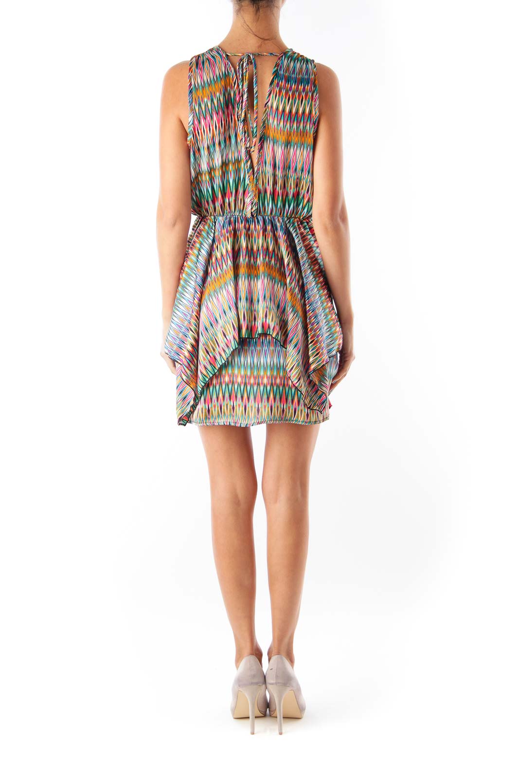 Color Print V Neck Dress