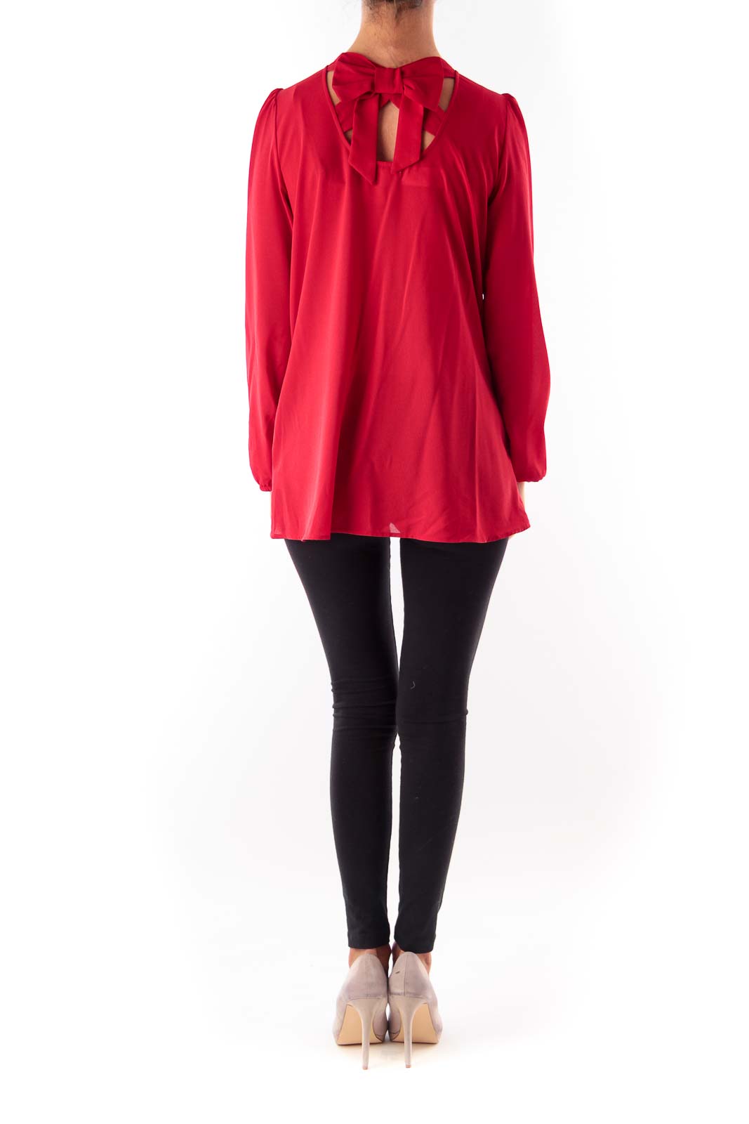 Red Back Bow Blouse