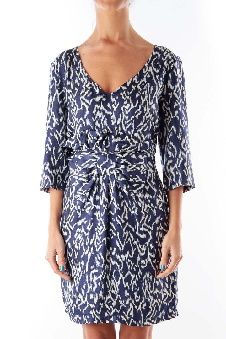 Blue & White Print Dress