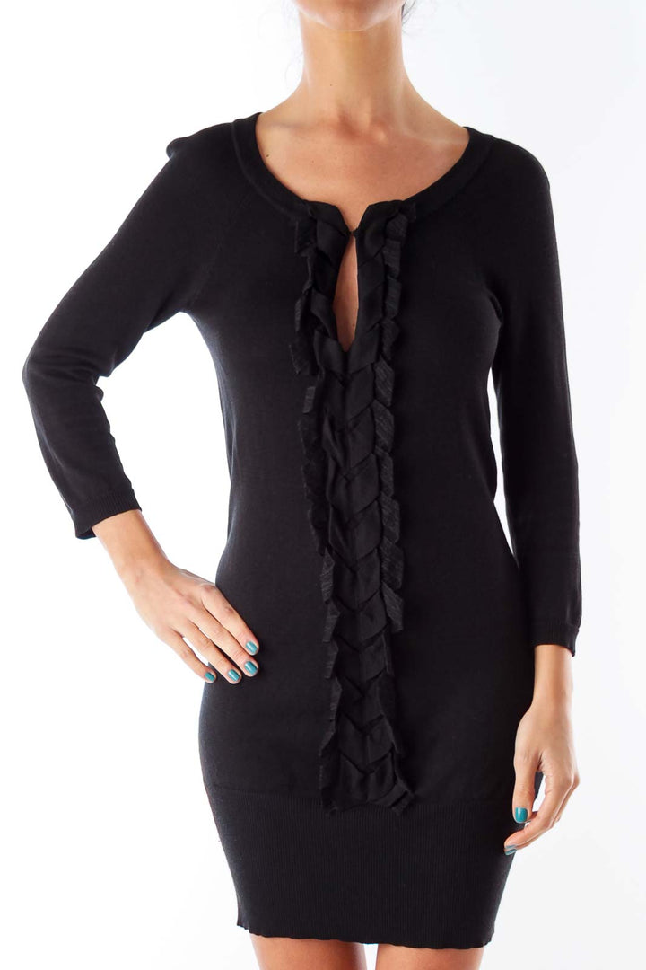 Black Ruffle Sweater Dress