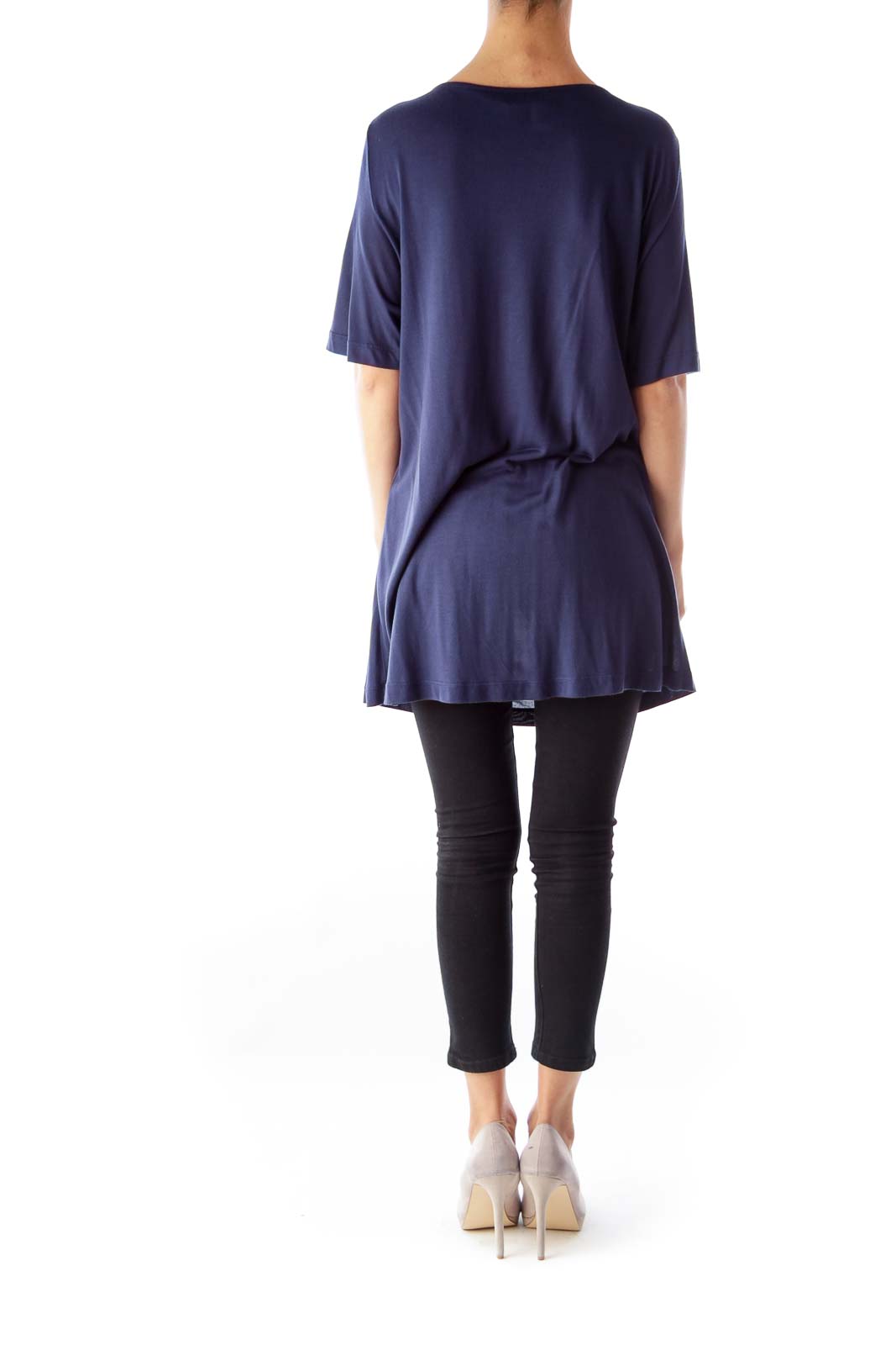 Navy Long Drape Shirt