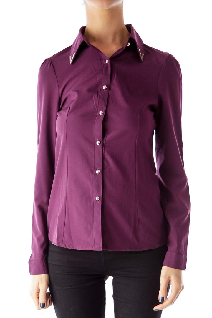 Burgundy Collar Detail Shirt