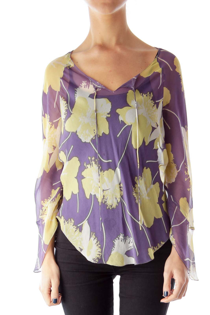 Purple & Yellow See Trough Blouse