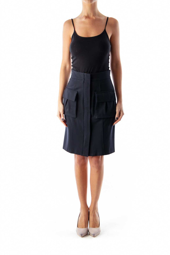 Navy Front Pocket Skirt