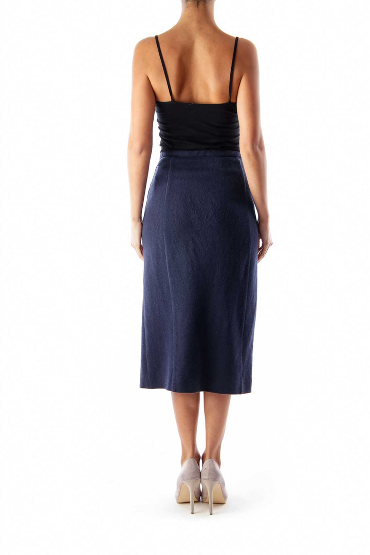 Navy Knit Pencil Skirt