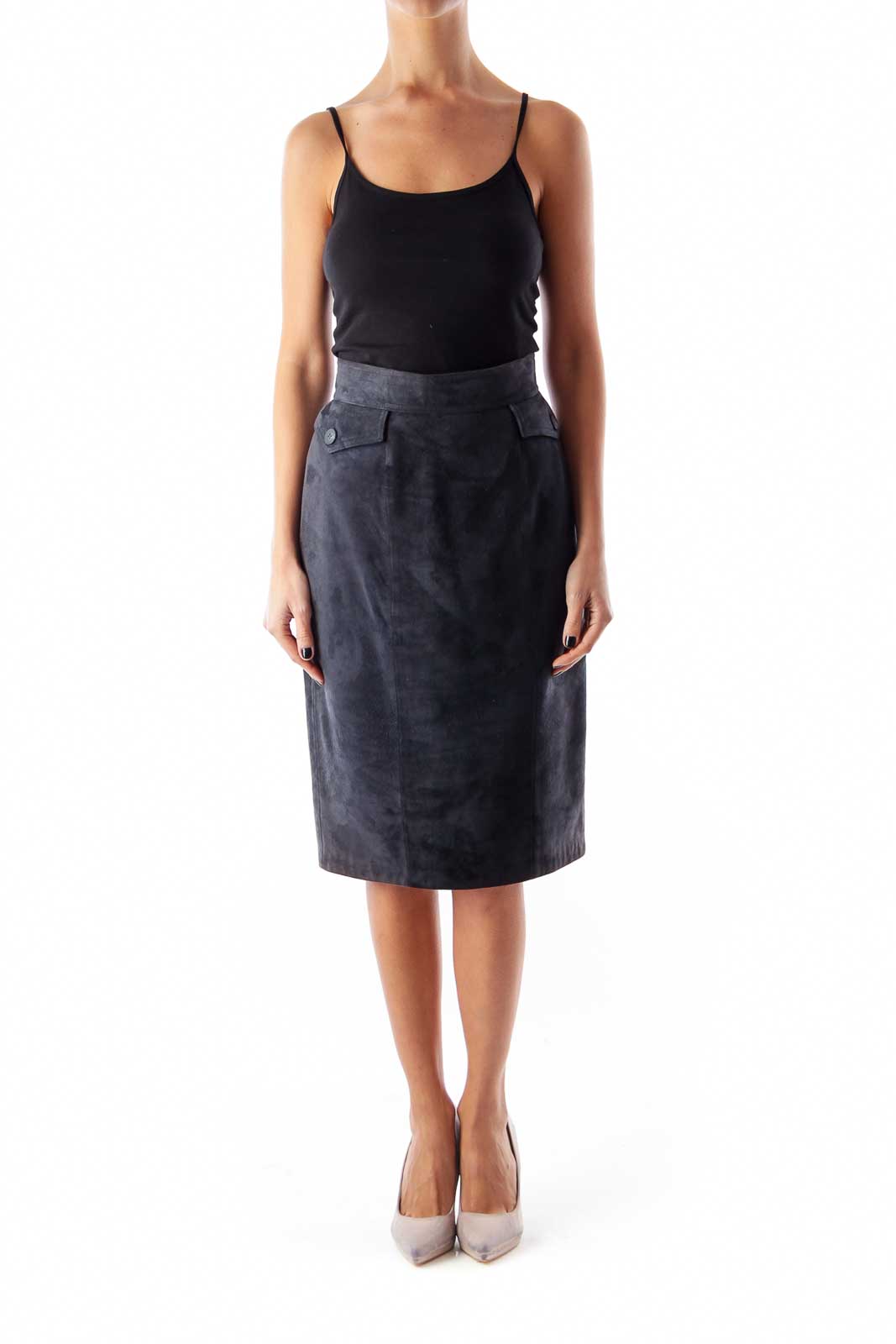 Black Suede Midi Skirt