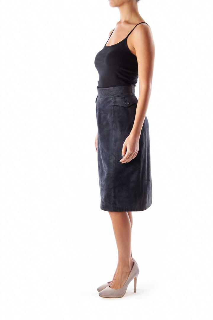 Black Suede Midi Skirt