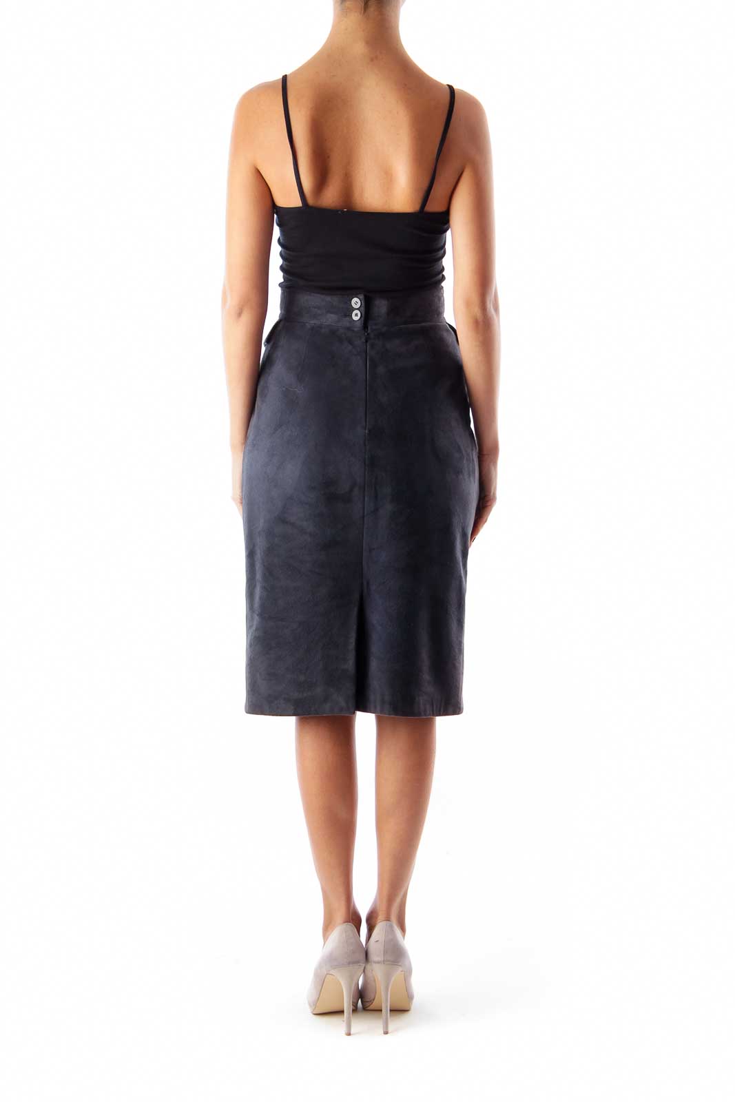 Black Suede Midi Skirt