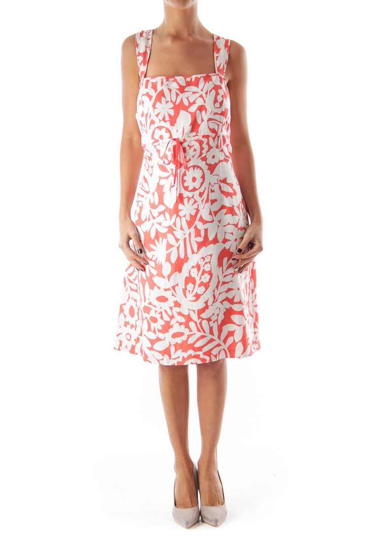 Orange Floral Print Dress